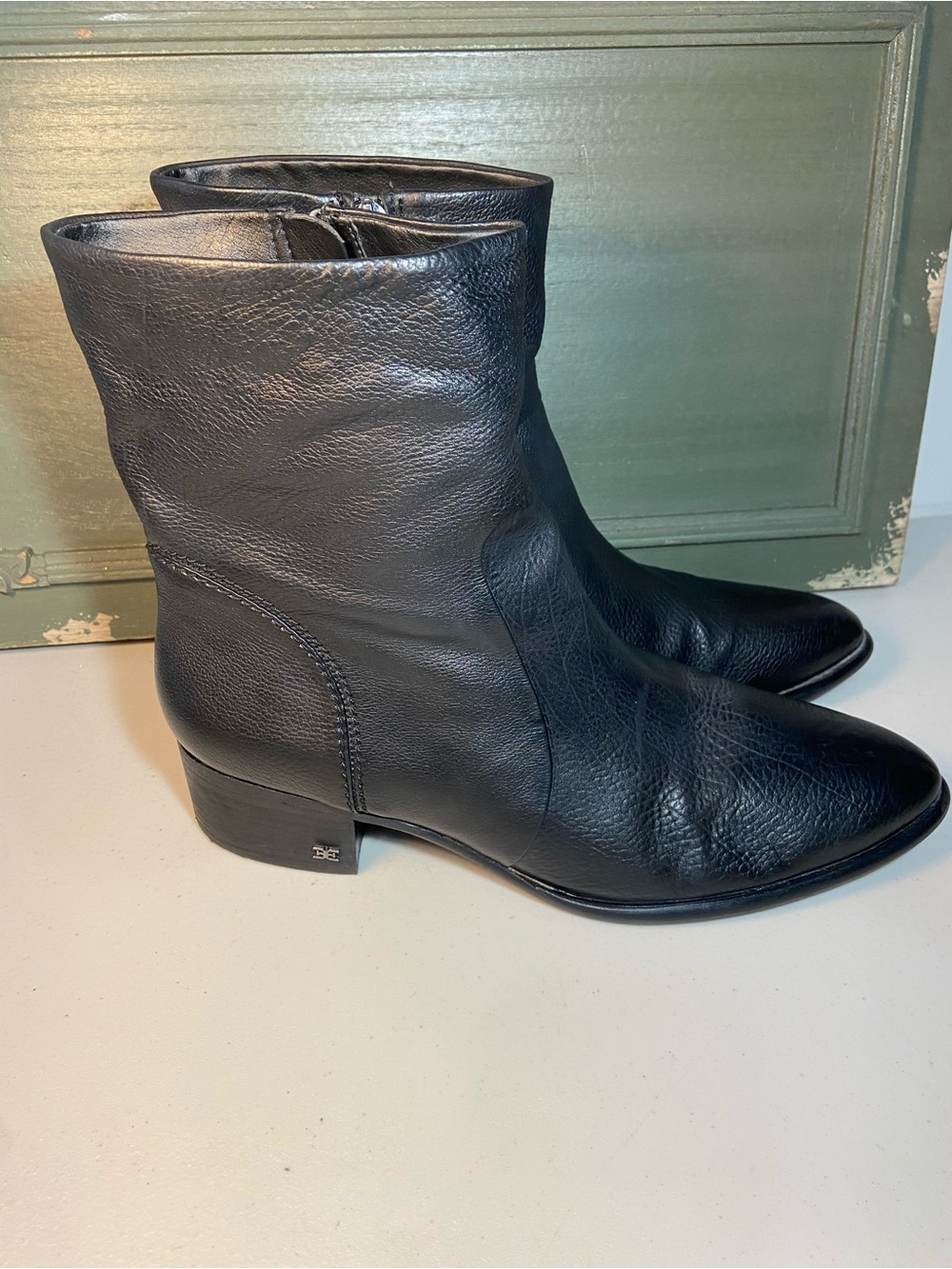 Sam Edelman Hilary Black Pebbled Leather Women's Ankle Boots SZ 11